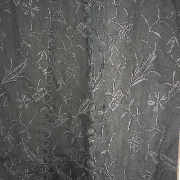 BCBGMaxazria Black Full Button Short Sleeve Top - Picture 3 of 8